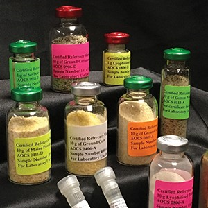 Vials of certified reference material (CRM) powder
