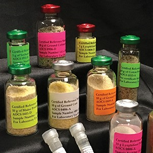 Vials on shelf.